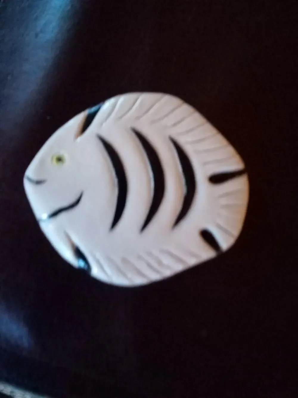 Ceramic Black And White Fish Pin